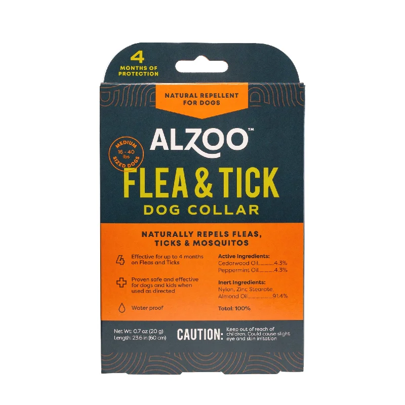 Alzoo Natural Repellent Flea and Tick Collar for Medium Dogs