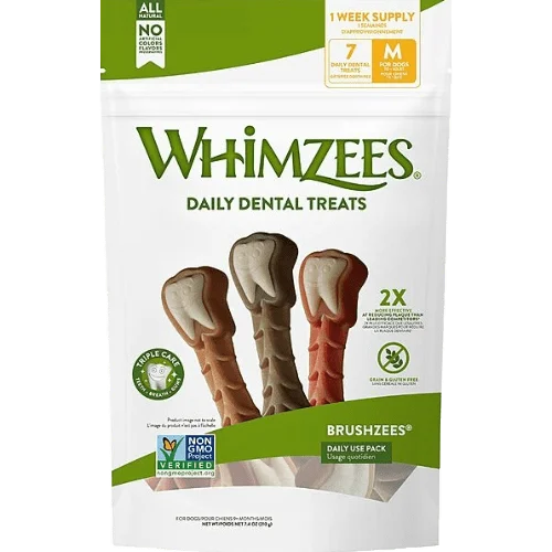 Brushzees Daily Medium All Natural Daily Dental Treat for Dogs - Whimzees®