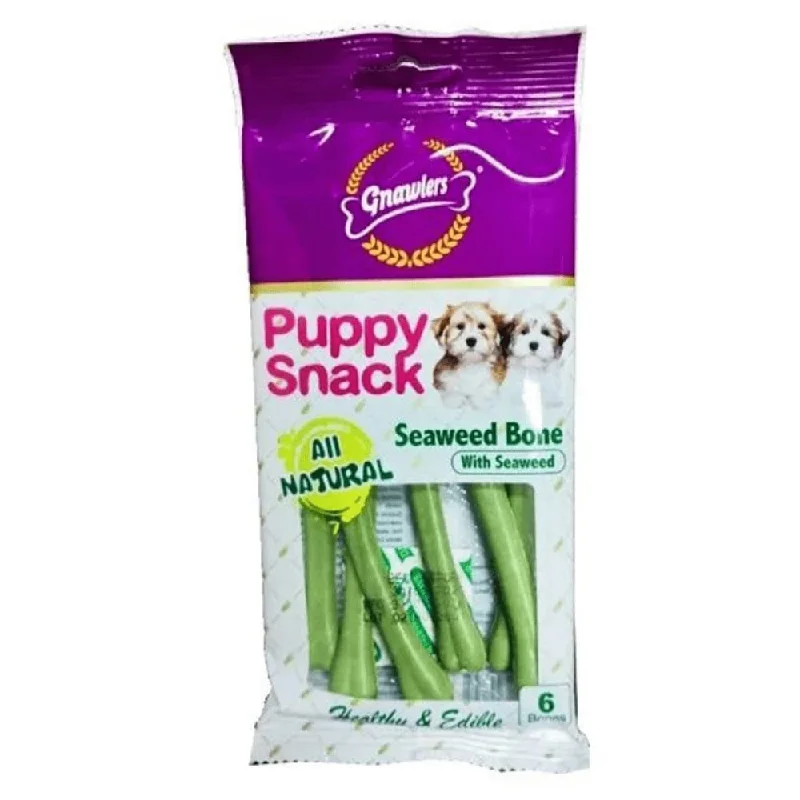 Gnawlers Puppy Snack Seaweed Bone 6 Bones