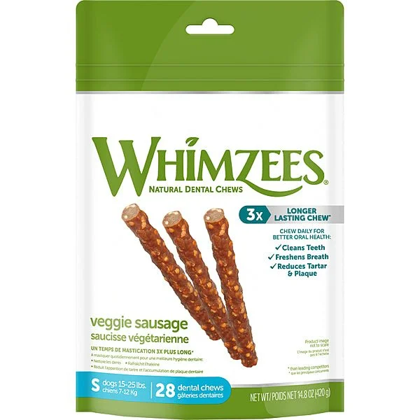 Veggie Sausage Small All Natural Daily Dental Treat for Dogs - Whimzees®