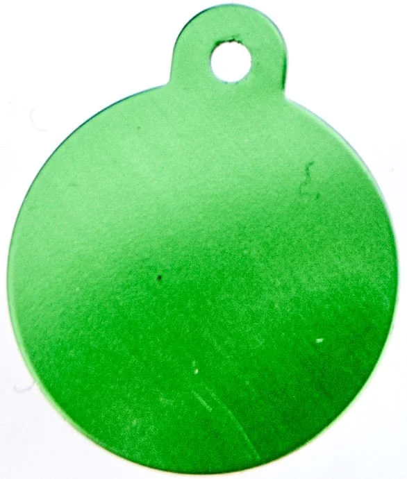 Large Circle Shaped Dog Tag, Lime Green