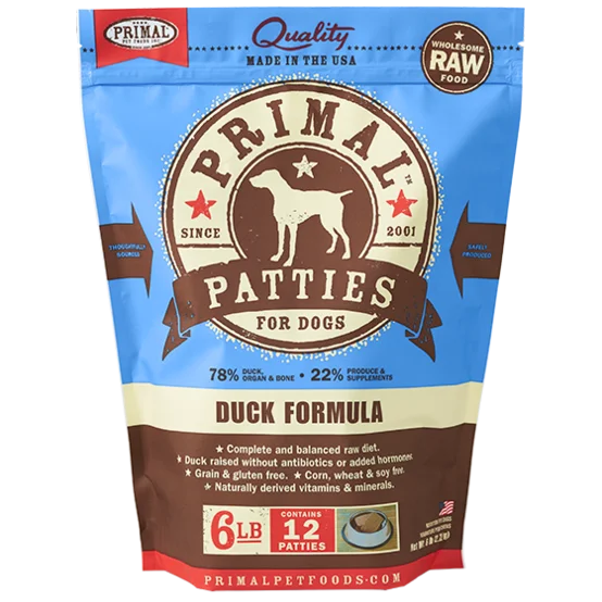 Primal Duck Patties Frozen Dog Food