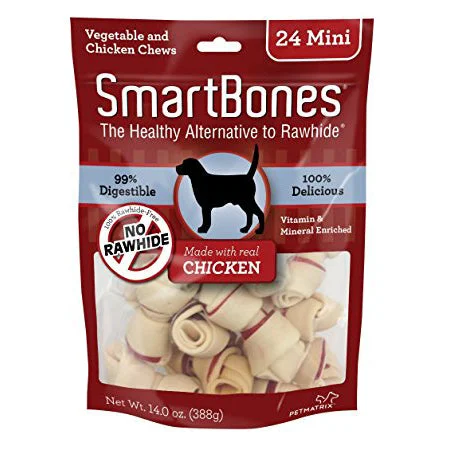 SmartBones Mini Rawhide-Free Chicken Chew Bones Dog Treats