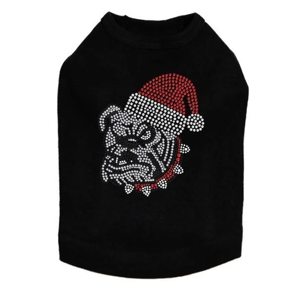 Bulldog Santa Rhinestone Dog Tank