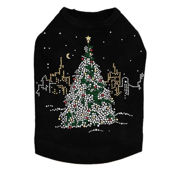 Christmas Tree In The City Rhinestone Dog Tank