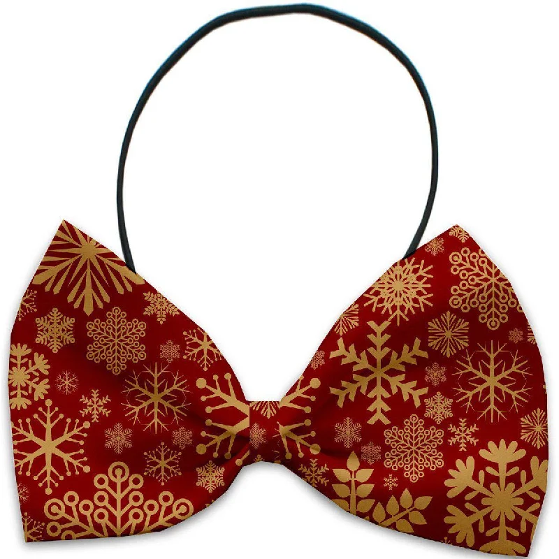 Dog Bow Tie Red Snowflakes