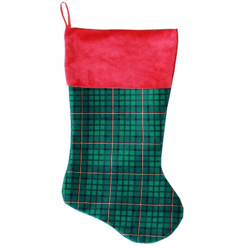 Dog Christmas Stocking Green Plaid