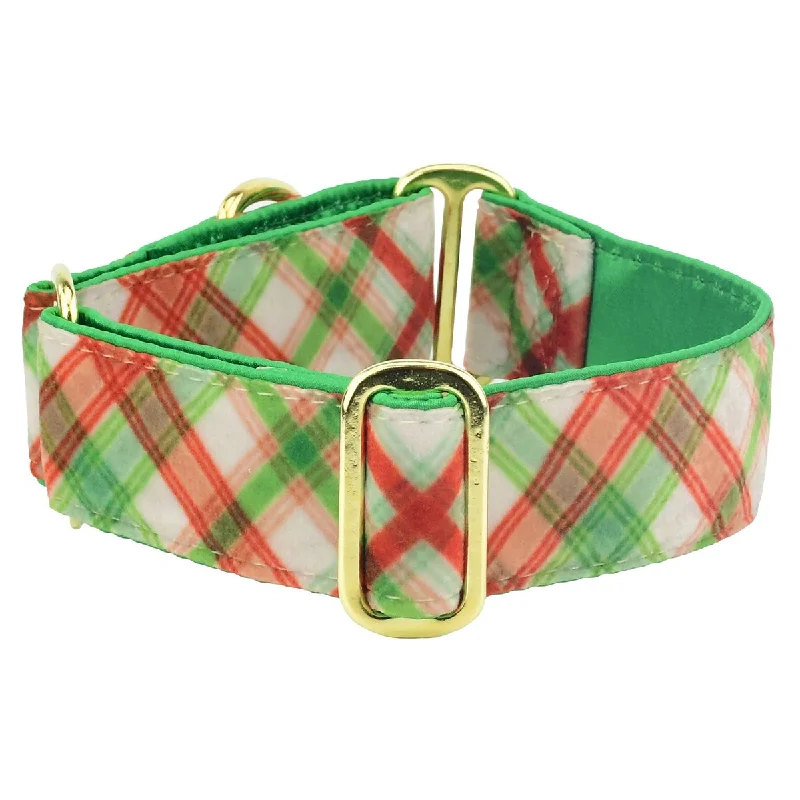 Elite Velvet Dog Collar Christmas Plaid Cream