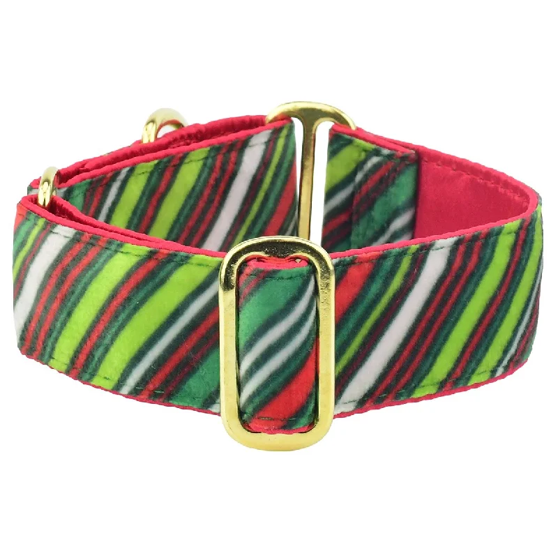 Elite Velvet Dog Collar Christmas Stripe