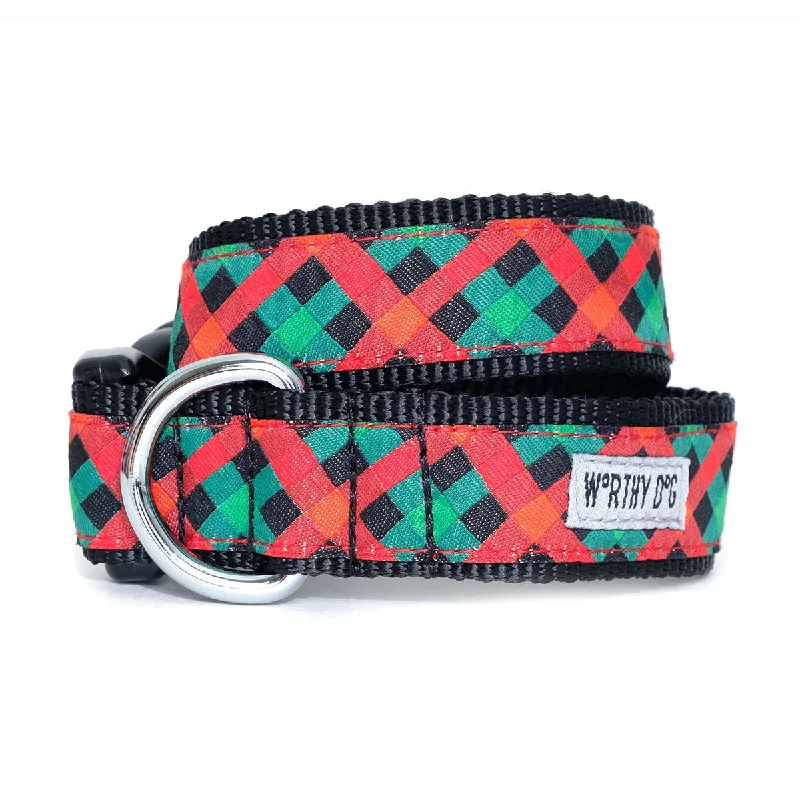 Holiday Check Dog Collar