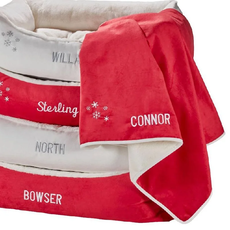 Personalized Holiday Crimson Dog Blanket Crimson