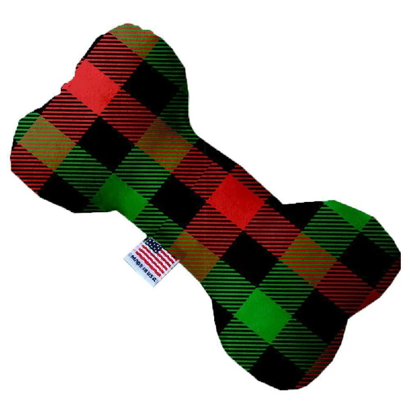 Plush Bone Dog Toy Christmas Plaid