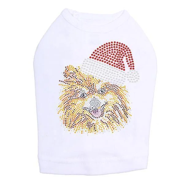 Pomeranian Santa Rhinestone Dog Tank