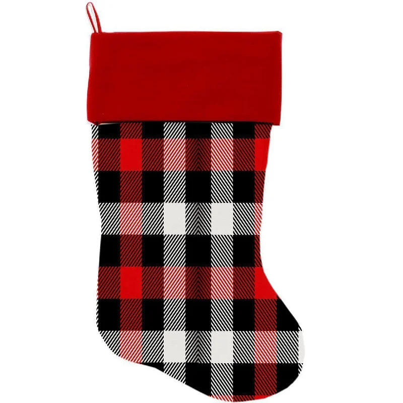 Red and White Buffalo Check Christmas Stocking