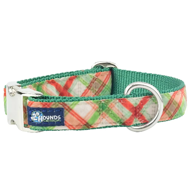 Velvet Essential 1" Dog Collar Christmas Plaid Cream