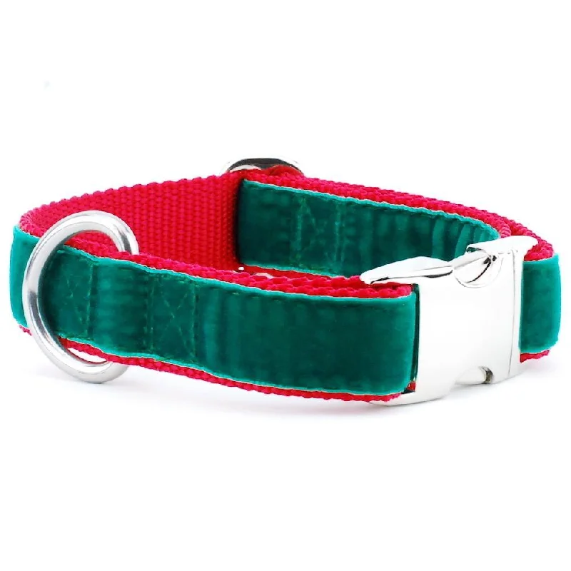 Velvet Essential Dog Collar Green/Red Holiday