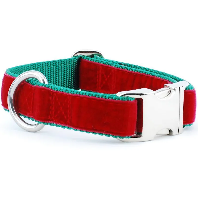 Velvet Essential Dog Collar Red/Green Holiday